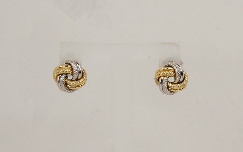 Sterling Silver/Yellow Gold Plated Knot Stud Earrings